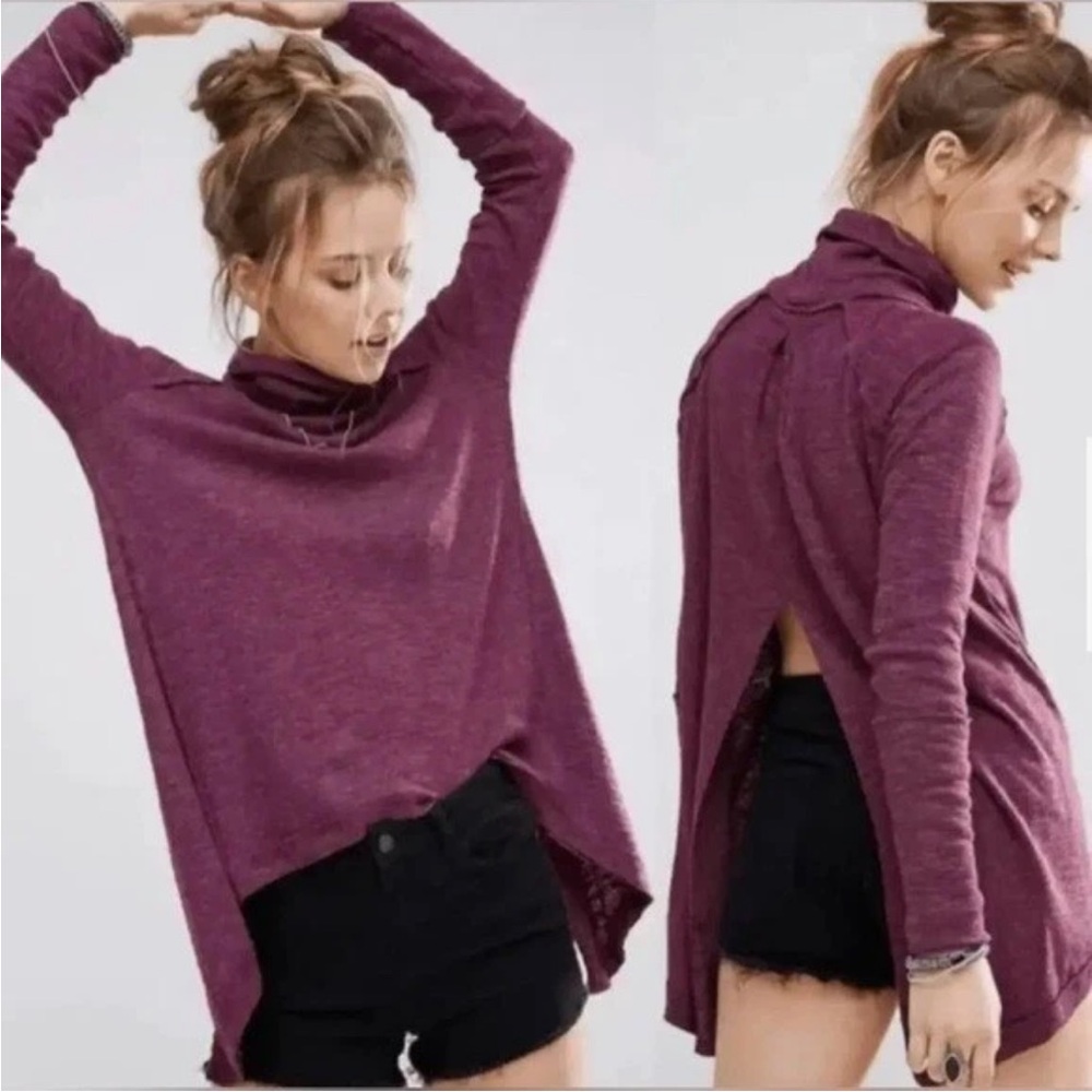 Elegant Plum Cowl Neck Sweater